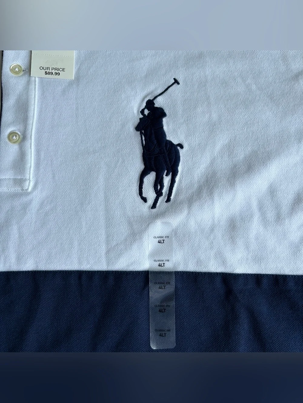 NWT Polo Ralph Lauren Shirt Men 4XL TALL White Royal Crest Fine Quality Big Pony